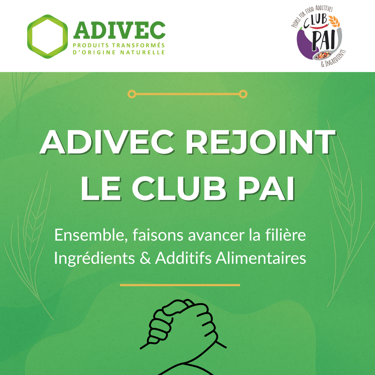 Adivec rejoint le Club PAI : un nouvel élan pour la filière Ingrédients & Additifs